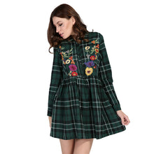 Katie Embroidery Floral Plaid Dress