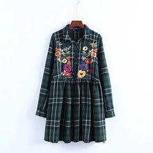 Katie Embroidery Floral Plaid Dress