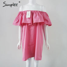 Simplee Apparel Ruffles slash neck women dress Summer style off shoulder sexy dresses vestidos White tube beach dress cotton