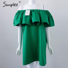 Simplee Apparel Ruffles slash neck women dress Summer style off shoulder sexy dresses vestidos White tube beach dress cotton