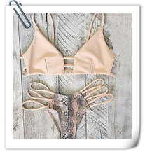 Brazilian Swimsuit Bikinis 2016 Snake Skin Printed Bikini Set Braid Thong Swimwear Bottom and tops Swimming Retro Monokini