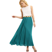 Sheinside Ladies Color-block Chiffon Maxi Dresses New Arrival Summer Style Casual Women Sleeveless Crew Neck Long Dress