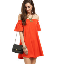 Sheinside Red Short Sleeve Off The Shoulder Shift Short Dress Women Summer Beach Wear Straight Mini Dress