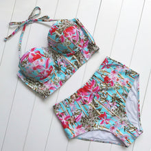 Sexy Floral Print High Waist Swimsuit 2017 Bikini Push Up Swimwear Women Vintage Biquini Bathing Suit  Maillot de Bain Femme XXL