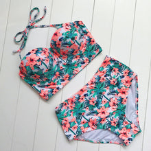 Sexy Floral Print High Waist Swimsuit 2017 Bikini Push Up Swimwear Women Vintage Biquini Bathing Suit  Maillot de Bain Femme XXL