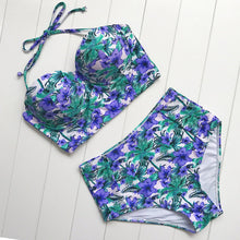 Sexy Floral Print High Waist Swimsuit 2017 Bikini Push Up Swimwear Women Vintage Biquini Bathing Suit  Maillot de Bain Femme XXL