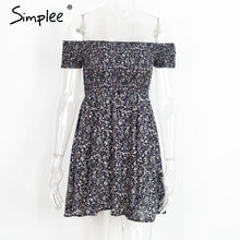 Simplee Off shoulder floral summer dress Vintage high waist beach dress women 2017 Sexy short dresses vestidos