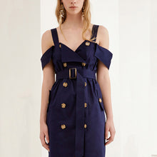 HDY Haoduoyi Women Fashion Solid Dresses Backless Cold Shoulder Halter Dresses V-neck Button Down Sashes Wrap Dresses