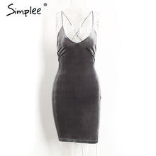 Simplee Lace up velvet vintage women dress Backless short party sexy dress retro midi dress Pencil skater bodycon dress evening