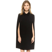 HDY Haoduoyi Solid Cape Dress Turn Down Casual Work Dresses For Women Black OL  Autumn Robe Ladies Vestidos De Festa