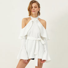 HDY Haoduoyi Solid Color Women Mini Dress Off Shoulder Halter Ruffles Full Butterfly Sleeve Lady Vestidos Casual Female De Festa