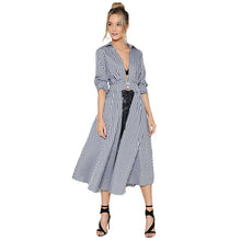 HDY Haoduoyi Plaid Women Midi Dress Turn-down Collar Lace-up Sashes Full Sleeve Button Lady Vestidos Casual Female De Festa