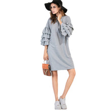 Sheinside Ruffle Sleeve Casual Dress Women Long Sleeve Dresses Ladies A Line European Style Autumn Tee Dress