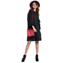 Sheinside Ruffle Sleeve Casual Dress Women Long Sleeve Dresses Ladies A Line European Style Autumn Tee Dress