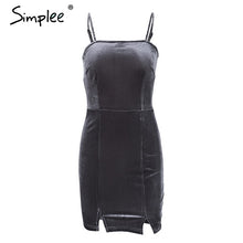 Simplee Sexy strap backless velvet dress women Casual bow slim bodycon dress 2017 autumn winter elegant party dress vestidos