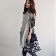 TWOTWINSTYLE Print elastic wasit tunic dress women autumn Long Sleeve O-Neck Loose Irregular Hem Dresses Female casual clothes