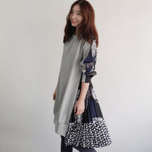 TWOTWINSTYLE Print elastic wasit tunic dress women autumn Long Sleeve O-Neck Loose Irregular Hem Dresses Female casual clothes