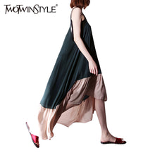 TWOTWINSTYLE 2017 Off Shoulder Summer Dress Female Sexy Suspender Long Dresses for Women Asymmetry Big Size Clothing Korean