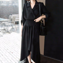 CHICEVER 2017 Autumn High Waist Hem Irregular Dress Women Three Quarter Sleeve Loose Black Dresses Clothes Fashion Vestidos New