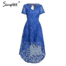 Simplee Floral white lace dress women Vintage 2017 autumn  lining back lace up vestidos Front short embroidery navy sexy dresses