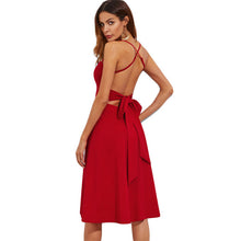 COLROVIE Crisscross Belted Back Cut Out Fitted & Flared Dress 2017 Red Spaghetti Strap Sleeveless Sexy A Line Party Dress