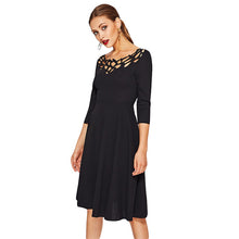 Sheinside Laser Hollow Out Party Dress Ladies Fit & Flare Black Sexy Dress Fall 2017 Fashion Women Elegant A Line Dress