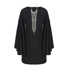 HDY Haoduoyi Women Black Mini Dress Long Flare Sleeve Bodycon Party Dresses Winter Autumn Female Dress Fashion Streetwear