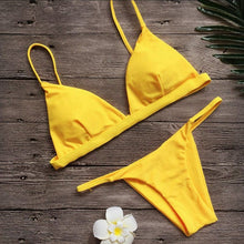 Vertvie 2017 Brand Yellow Women Sexy Brazilian Thong Bikini Swim Set Swimwear Low Waist Swimsuit Beach Bikini Swim Bathing Suit