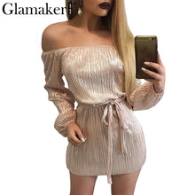 Glamaker Sexy off shoulder summer dress Women slash neck wrap short dress Elegant black dresses prom evening party vestidos