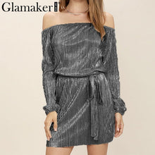 Glamaker Sexy off shoulder summer dress Women slash neck wrap short dress Elegant black dresses prom evening party vestidos