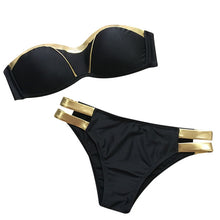 ZAFUL 2017 Gold Stamping Bikini Set Sexy Padded Women Swimsuit Push Up Bandeau Swimwear Summer Beachwear Brazil Bathing Suit