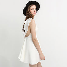 HDY Haoduoyi Women Dress Sexy Braces Dress Casual Party Dress Lace Angle Wings Beach Dress Solid Backless Mini Dress Vestidos