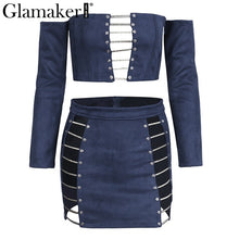 Glamaker Off shoulder lace up suede summer dress Women crop hollow out bodycon party dress Female club mini dress vestidos