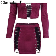Glamaker Off shoulder lace up suede summer dress Women crop hollow out bodycon party dress Female club mini dress vestidos