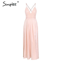 Simplee Slip satin backless sexy long dress Women pajamas summer dress evening Party elegant black maxi dresses vestidos