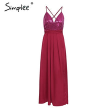 Simplee Slip satin backless sexy long dress Women pajamas summer dress evening Party elegant black maxi dresses vestidos