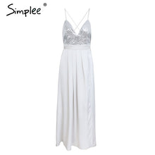 Simplee Slip satin backless sexy long dress Women pajamas summer dress evening Party elegant black maxi dresses vestidos