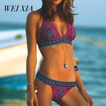 WEIXIA 2018 Sexy Bikinis Women Swimsuit WX5 Summer Low Waisted Bathing Suits Halter Top Push Up Bikini Set Plus Size Swimwear