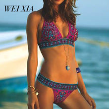 WEIXIA 2018 Sexy Bikinis Women Swimsuit WX5 Summer Low Waisted Bathing Suits Halter Top Push Up Bikini Set Plus Size Swimwear