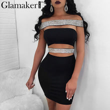 Glamaker Strapless bandage sexy dress Women hollow out black mini summer dress vestidos Female bodycon evening party dress robe