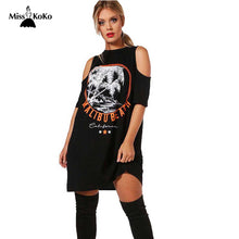 Misskoko Plus Size 2018 Women Off Shoulder Short Sleeve Dress Oversized Summer Fashion Scape Print Loose O-Neck Dresses 3XL 7XL