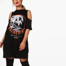 Misskoko Plus Size 2018 Women Off Shoulder Short Sleeve Dress Oversized Summer Fashion Scape Print Loose O-Neck Dresses 3XL 7XL