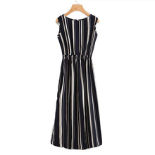Sheinside Multicolor Striped Sleeveless A Line Dress Round Neck Elastic Waist Dress 2018 Summer Women Vacation Dress