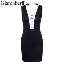 Glamaker Sexy backless bandage summer dress Women bright slik deep v neck mini party dress Female night club sexy dress vestidos