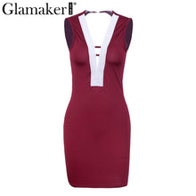 Glamaker Sexy backless bandage summer dress Women bright slik deep v neck mini party dress Female night club sexy dress vestidos