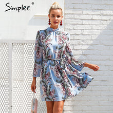Simplee Backless lace up beach summer dress women Flare sleeve floral print casual dress Chiffon short dress robe femme 2018