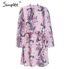 Simplee Backless lace up beach summer dress women Flare sleeve floral print casual dress Chiffon short dress robe femme 2018