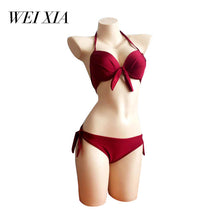 WEIXIA 2018 Sexy Bikini Women Swimsuit Push Up Swimwear WX3 Cross Bandage Halter Bikini Set Beach Bathing Suit Swim Wear
