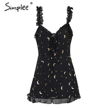 Simplee Strap tie up summer dress women Sleeveless v neck streetwear casual dress girl Spring black short dress 2018 robe femme