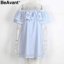 BeAvant Off shoulder chiffon ruffle sexy dress Women casual summer beach short dress 2018 Soft loose pink mini dress vestidos